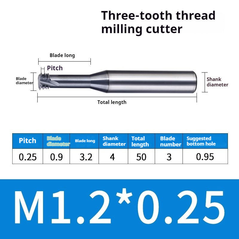 2034-65° three-tooth thread milling cutter, tungsten steel alloy end mill, tooth milling cutter, three-edged coating, M2M3M4M6 CNC cutter Shandong Denso Pricision Tools Co.,Ltd.